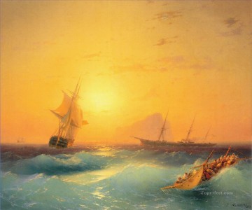 Paisajes Painting - Ivan Aivazovsky envío americano frente al peñón de gibraltar Paisaje marino